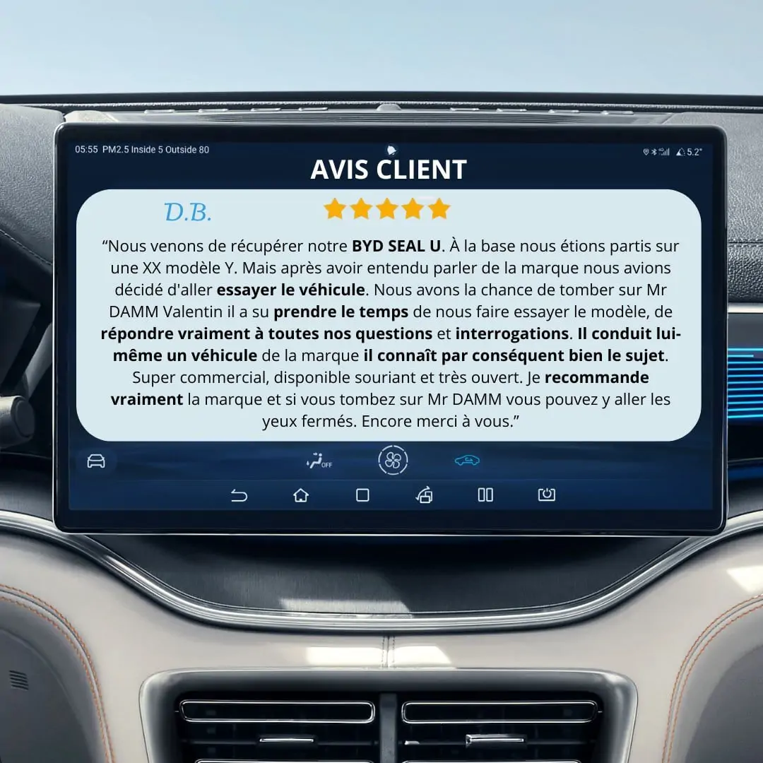 Avis client sur tableau de bord BYD Seal U
