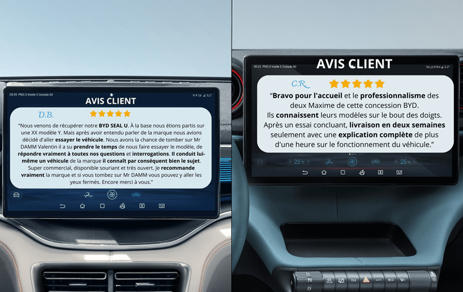 Avis client BYD sur écran multimédia tableau de bord